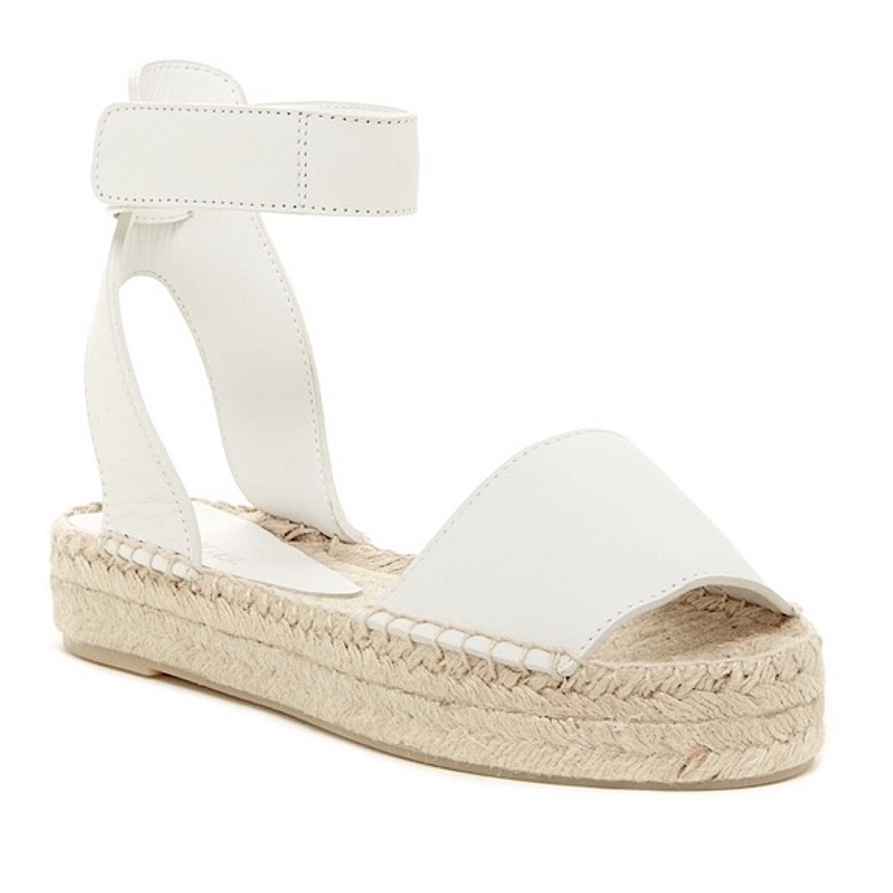 Vince White Leather Espadrille Platform Sandal